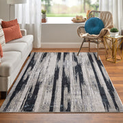 Micah Modern Abstract, Black/Silver/Gray