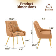 Leather Upholstered Modern Dining Chair with Diamond Tufted Button Back - Dining Room Negotiation Room Cafe Office Accent Chair (Light Brown, Set of 2)