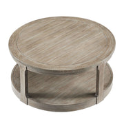 40inch Large Curved 2 Tier Traditional Round Circle Wooden Center Coffee Table,Rounded Table with Wheels,Mid Century Rustic Style Table for living Room,Office,Apartment,Light Brown