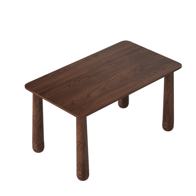 63' Solid Wood Dining Table Set with 4 Upholstered Chairs, Farmhouse Dinner Table Set of 5 Piece with Walnut Finish & Beige Chenille Seats, Heavy-Duty Support up to 1000 lbs, Easy Assembly
