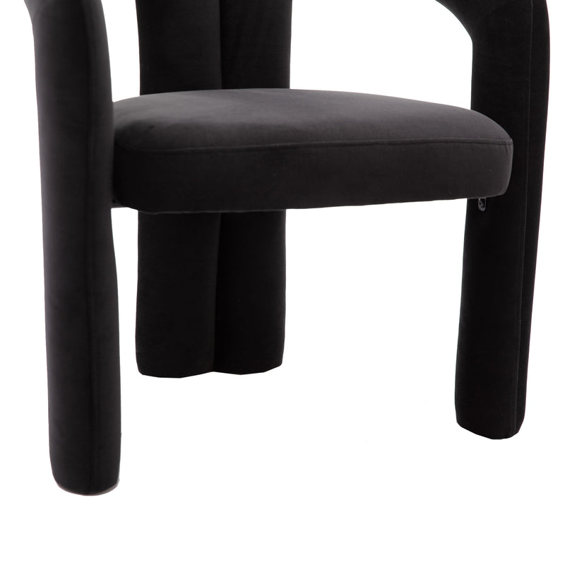 Contemporary Designed Velvet Fabric Upholstered Accent/Dining Chair /Barrel Side Chairs Kitchen Armchair for Living Room set of 2 (Black Velvet)