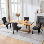 Dining Room Chairs Set of 2,Vintage Sheepskin Texture PU Leather,High Back with Button Tufted & Nailhead Trim,Wood Frame,S-Spring & Resilient Sponge Cushion,Ideal for Kitchen,Charcoal Black,SW1101BK