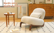 Cute Accent Chair with Solid Wood Legs, Living Room Chair with Soft Fabric Cushion, Cozy Bedroom Chair, Comfy Armless Reading Chair for Apartment, Waiting Room, Balcony (White)