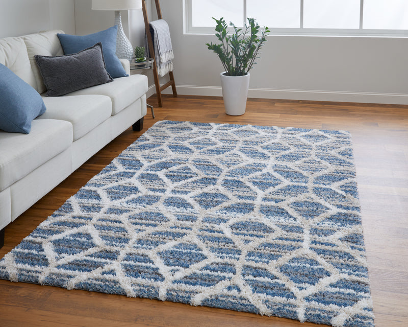 Mynka Transitional Diamond, Blue/Ivory