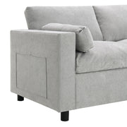Modular Sectional With Storage Pockets, 5 Seat U Shaped Couch Set With Pillows, Free Combination Modern Cloud Sofa With 2 Movable Ottoman