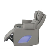 Fortuner Power Reclining 3Pc Living Room Set in Gray Faux Leather with LED Lights, Massage Function, Bluetooth Speakers and Wireless Charging