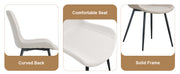 Table and chair set.42 inch modern minimalist brown wood grain round dining table set.Paired with 6 White Artificial PU Chairs With Curved Widened Cushion Design.Suitable for dining rooms,office,etc.