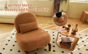 Cute Accent Chair with Solid Wood Legs, Living Room Chair with Soft fabric Cushion, Cozy Bedroom Chair, Comfy Armless Reading Chair for Apartment, Waiting Room, Balcony (Caramel)