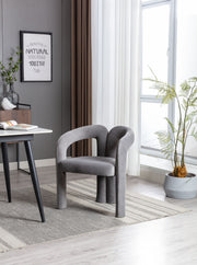Contemporary Designed Velvet Fabric Upholstered Accent/Dining Chair /Barrel Side Chairs Kitchen Armchair for Living Room set of 2 (Gray Velvet)