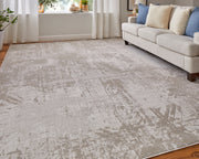 Prasad Modern Abstract, Ivory/Taupe/Silver