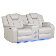 BENZ LED & Power Reclining Loveseat Made With Faux Leather in Ice