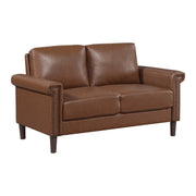 Sofa Set 3pc Sofa Loveseat Chair Chocolate Faux Leather Upholstered Nailhead Trim Plywood Frame Traditional Living Room Furniture