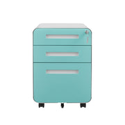 3 Drawer Mobile File Cabinet Under Desk Office, Simple Style Versatile Storage Cabinet For Legal / Letter / A4 Files, 5 Wheel Design Anti-Tilting Cold Rolled Steel Waterproof Moisture-Proof