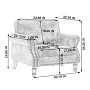 Rolled Arm Sofa With Nailhead Trim, 1 Seater Upholstered Couch With Wooden Legs