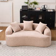 Old Sku: W2231P292607 Compression Loveseat Sofa, Curved Modern Styles Sofa for Small Spaces & Apartments, 30D Chenille No-Assembly,3 Throw Pillows. Warm Beige.