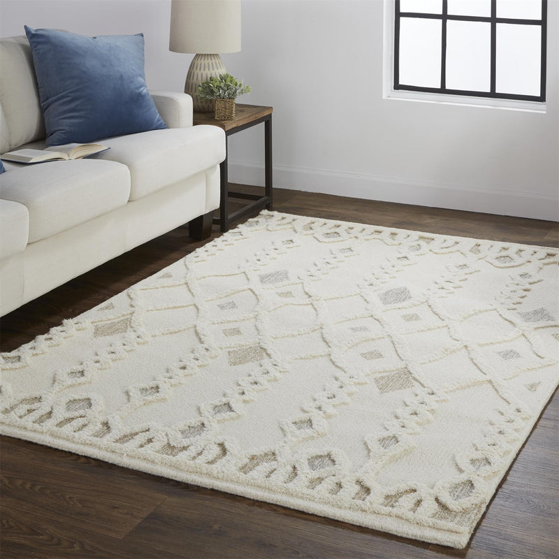 Anica Transitional Trellis & Lattice, Ivory/Tan/Silver