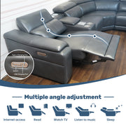 Power Recliner Sectional Sofa with Bluetooth Speakers, L-Shaped Living Room Furniture Set with Wireless Charging, LED Lights, Storage Console & Cup Holders, Living Room Furniture