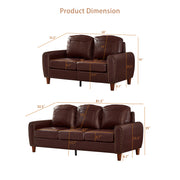 Breathable Faux Leather Sofa For Living Room,2-pieces Sofa Set,Loveseat and Sofa,Rolled Arm Sofa with Nails,Comfy Leather Couch, Burgundy.