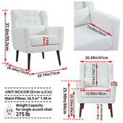 Modern Accent Chair, Arm Chairs For Living Room, Upholstered Mordern Armchair, Comfy Soft Padded Lounge Chair In Small Space, Bedroom, With Pillow, Solid Wood Leg