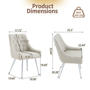 Leather Upholstered Modern Dining Chair with Diamond Tufted Button Back - Dining Room Negotiation Room Cafe Office Accent Chair (Light Gray, Set of 2)