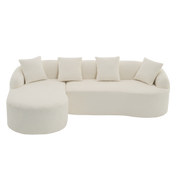 Boneless L-Shape Sectional Sofa with Curved Chaise,White Modular Chenille Compression Couch,30D High-Density Foam,Minimalist Modular Couches Sleeper for Living Room Bedroom Apartment Lounge.