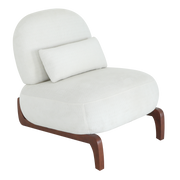 Cute Accent Chair with Solid Wood Legs, Living Room Chair with Soft Fabric Cushion, Cozy Bedroom Chair, Comfy Armless Reading Chair for Apartment, Waiting Room, Balcony (White)