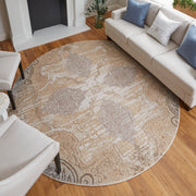 Celene Traditional Medallion, Silver/Tan/Gray