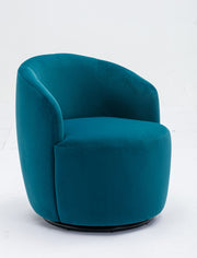 Swivel Accent Armchair Barrel Chair With Powder Coating Metal Ring