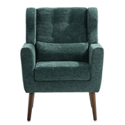 Modern Accent Chair, Arm Chairs For Living Room, Upholstered Mordern Armchair, Comfy Soft Padded Lounge Chair In Small Space, Bedroom, With Pillow, Solid Wood Leg