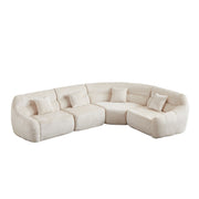 Modern Luxury Curved Corner Sectional Sofa, Chenille Modular Cloud Sofa, Beige, High-Back Oversized Four-Seater, No Assembly Required