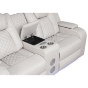 BENZ LED & Power Reclining Loveseat Made With Faux Leather in Ice