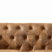 Chesterfield tech Fabric Sofa,High-tech Fabric Roll Armrest Sofa,Upholstered Mid Century Modern Couch,2 Seater Couch for Living Room, Office, Apartment, Brown