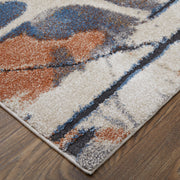 Gilmore Modern Watercolor, Blue/Orange/Gray