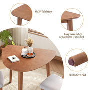 3-Piece Modern Table Set - Triangular Side Table & 2 Curved Wood Chairs, Minimalist Space-saving Light Brown Finishes for Living Room, Kitchen, Small Space, Easy to Assemble