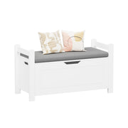 Kids Toy Box Chest Storage Cabinet With Cushion Seat Bench Flip Top Lid Safety Hinge - White