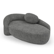 Modern Oval Single Lazy Sofa Chair with Integrated Backrest, Side Armrest and Pillow, Compact Space-Saving Lounge Chair for Living Room Bedroom-Dark Gray