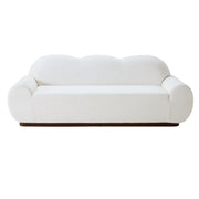 Round Arm Cloud Curved 3 Seater Modern Upholstered Chenille Sofa,Snow White