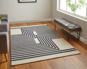 Maguire Transitional Abstract, Gray/Ivory/Black