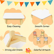 Kids Table And Chair Set With Cartoon Animals Design - White