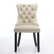 Dining Room Chairs Set of 2,Vintage Sheepskin Texture PU Leather,High Back with Button Tufted & Nailhead Trim,Wood Frame,S-Spring & Resilient Sponge Cushion,Ideal for Kitchen,Beige,SW1101BG