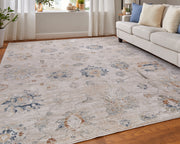 Pasha Transitional Floral & Botanical, Taupe/Ivory/Blue