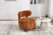 Fur Fabric armless accent chair with curved backrest and solid wooden legs upholstered chair slipper side chair for primary living space bedroom vanity room or reading room ,Khaki