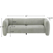 Tonson 83' 3-Seater Boucle Sofa,Wave Design, Living Rooms,Bedrooms,Apartment Office,Light Green