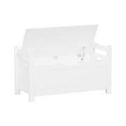 Kids Toy Box Chest Storage Cabinet With Cushion Seat Bench Flip Top Lid Safety Hinge - White