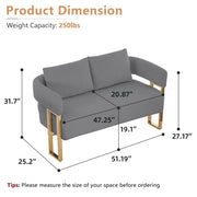 TS Modern Decorative Chair with Gold Metal Legs, Grey Teddy Fleece Upholstered Side Chair for Living Room, Dressing Area, Office, No Wheels, Combo Set