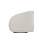 Sabbo Beige Bouclé Swivel Chair with Walnut-Finished Solid Wood Base
