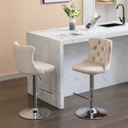 Swivel Barstools Adjusatble Seat Height From 25-33", Modern Upholstered Base Bar Stools With Backs Comfortable Tufted For Home Pub And Kitchen Island (Set of 2)