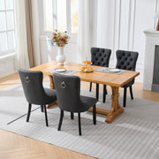 Dining Room Chairs Set of 2,Vintage Sheepskin Texture PU Leather,High Back with Button Tufted & Nailhead Trim,Wood Frame,S-Spring & Resilient Sponge Cushion,Ideal for Kitchen,Charcoal Black,SW1101BK