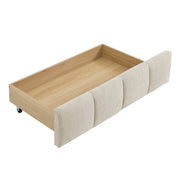 California King size Upholstered Bed ,comfortable upholstered bed frame, Chenille fabric, with headboard and solid bed frame. With drawer for storage.-Beige(90.5''*80.5''*31'')