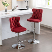 Swivel Barstools Adjusatble Seat Height From 25-33", Modern Upholstered Base Bar Stools With Backs Comfortable Tufted For Home Pub And Kitchen Island (Set of 2)